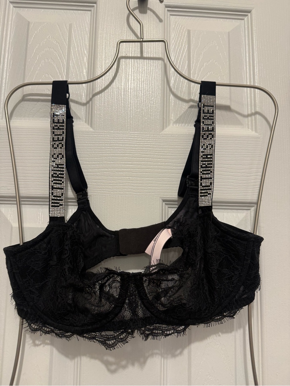 Victorias Secret Black Lace Shine Strap Push-Up without Padding Bra 36C VerySexy